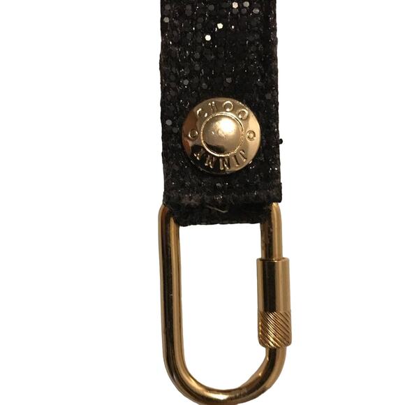 Jimmy Choo Glitter Key Ring Holder keychain designer leather NWOT - Picture 3 of 5